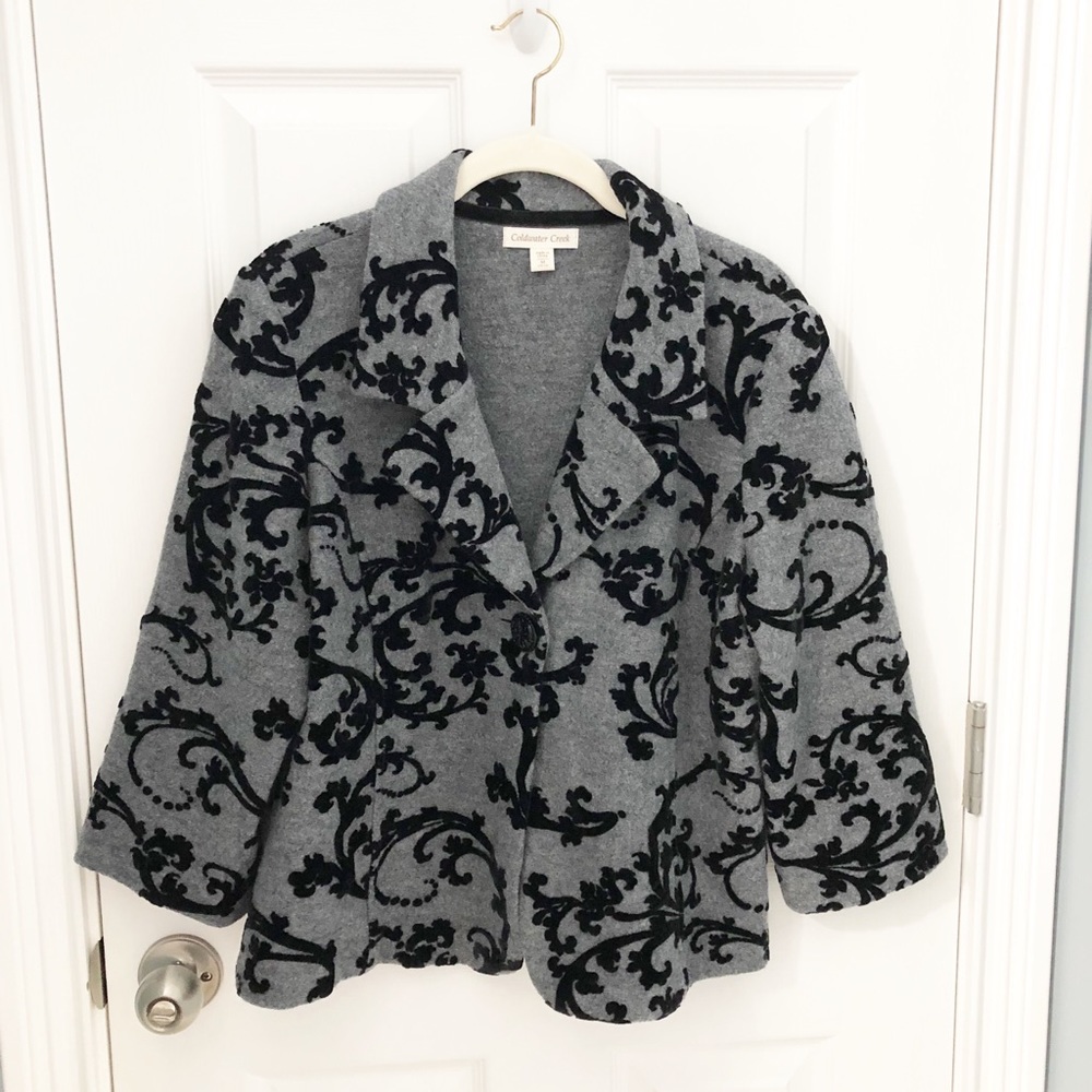 COLDWATER CREEK / Black/ Gray wool jacket M D10